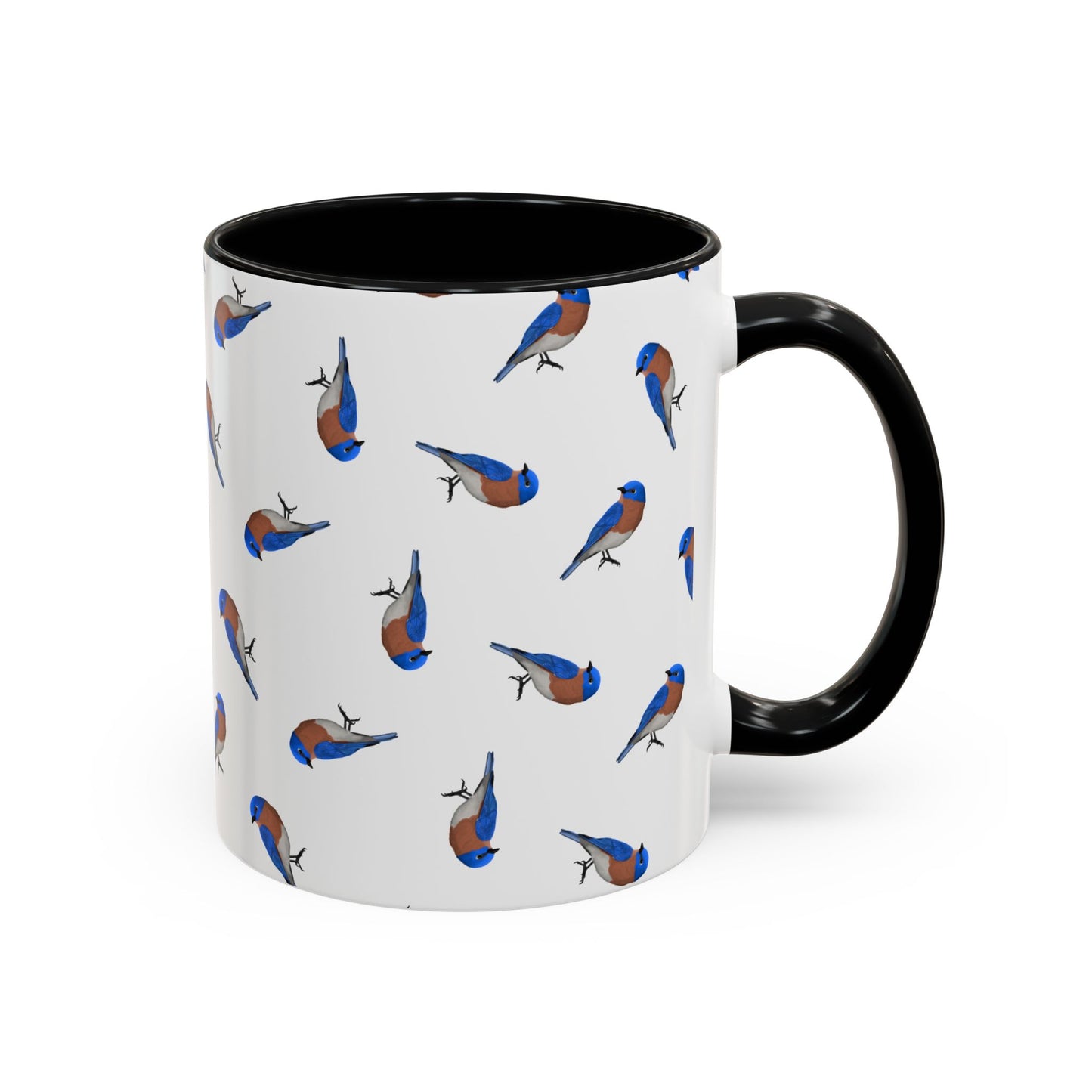 Bluebird All-Over Pattern Accent Mug | Colorful Bird Lover Gift for Birdwatchers