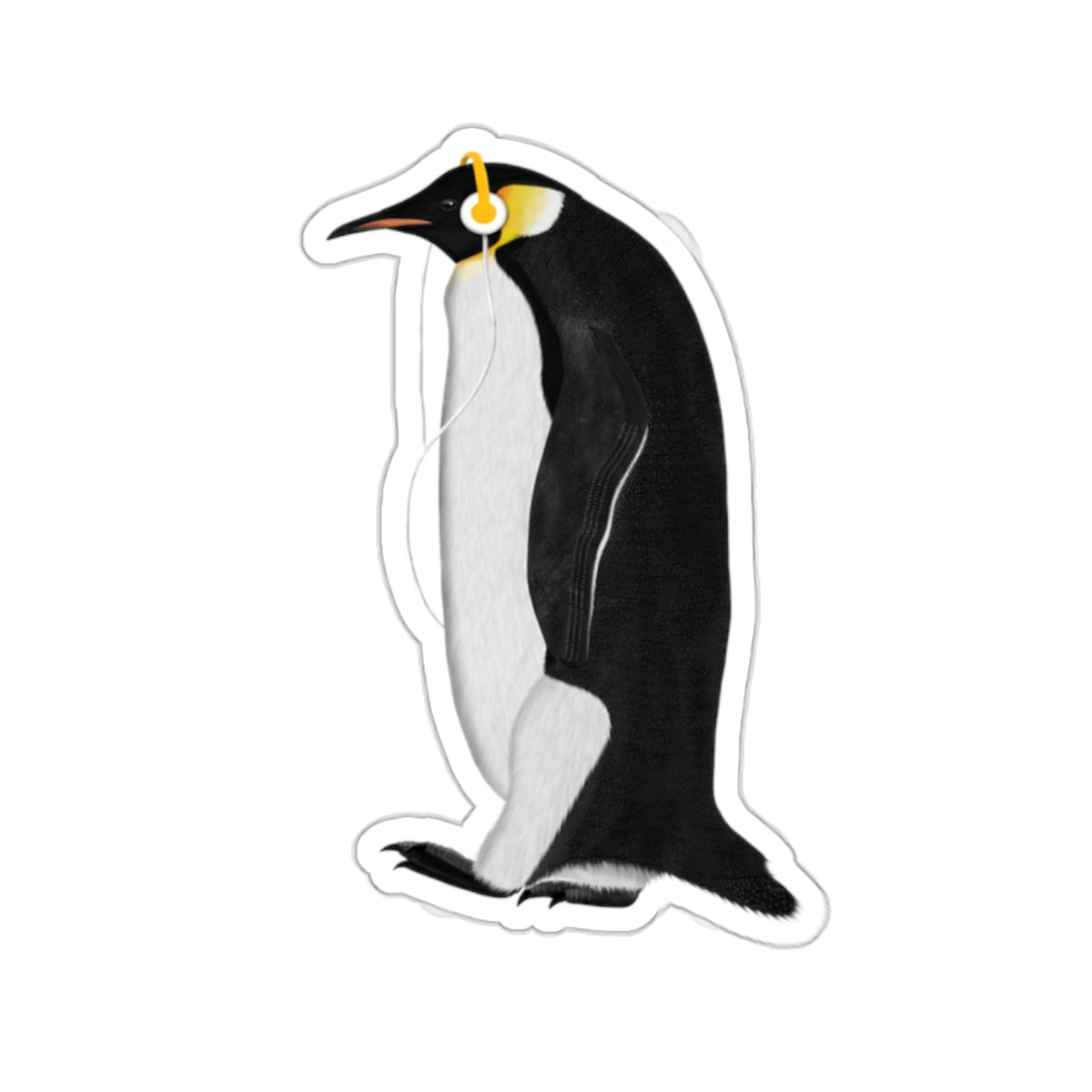 Penguin Bird with Music Headphones Sticker
