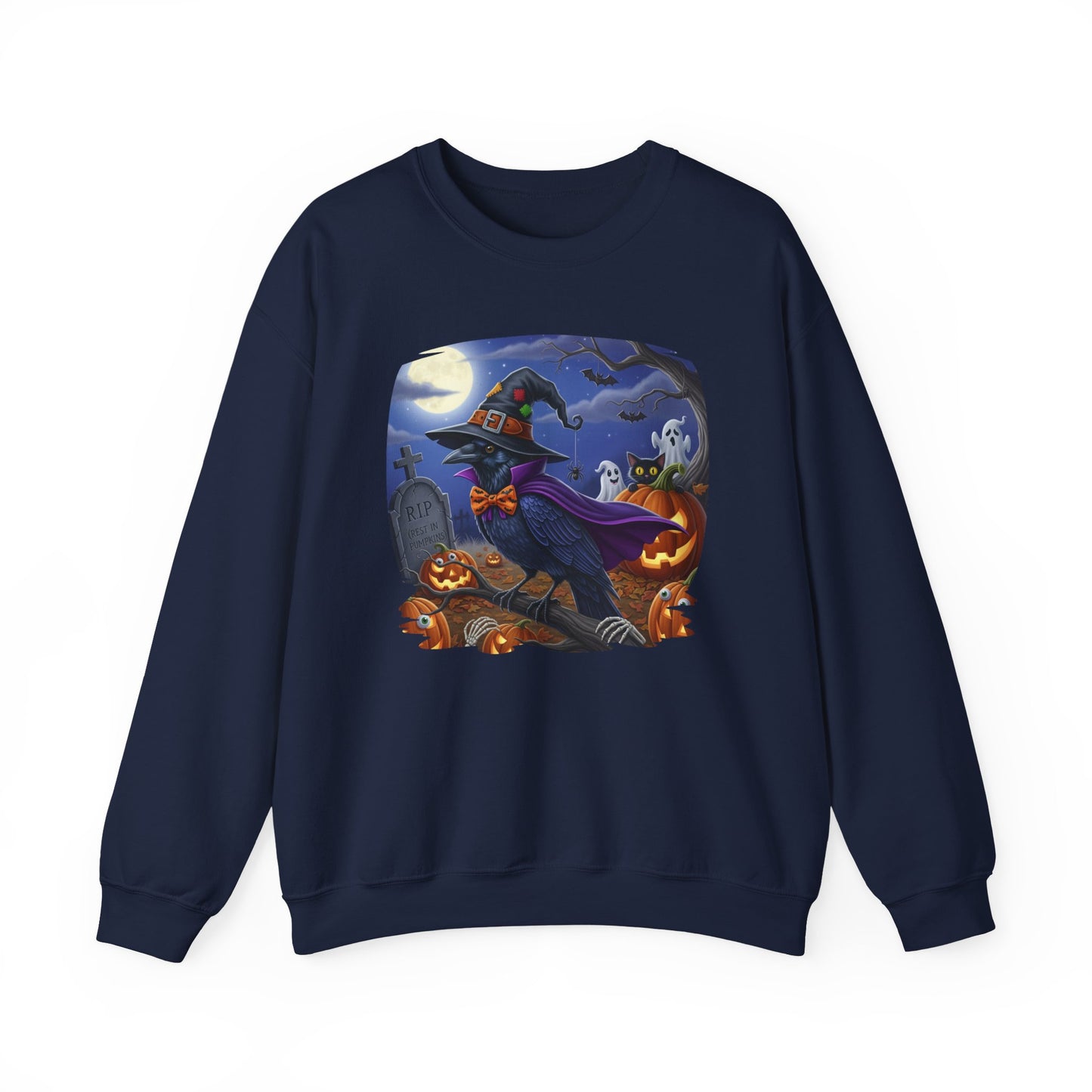 Black Raven Halloween Bird Sweatshirt - Spooky Halloween Costume for Bird Lovers