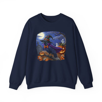 Black Raven Halloween Bird Sweatshirt - Spooky Halloween Costume for Bird Lovers