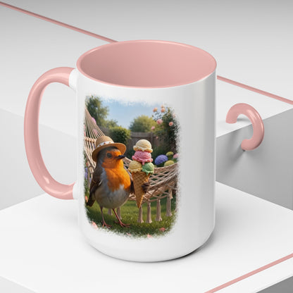 Robin Rosi Ice Cream Garden Premium Mug for Bird Lovers