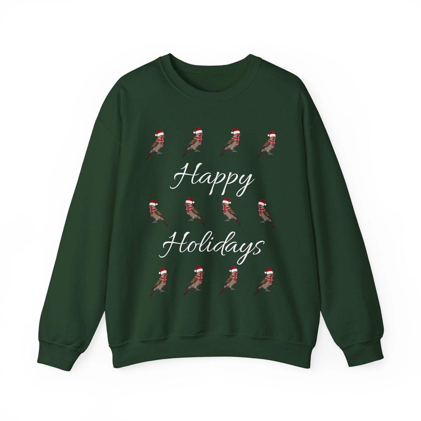 Northern Flicker as Santa with Hat and Scarf Happy Holidays Birdwatcher Christmas Bird Sweatshirt