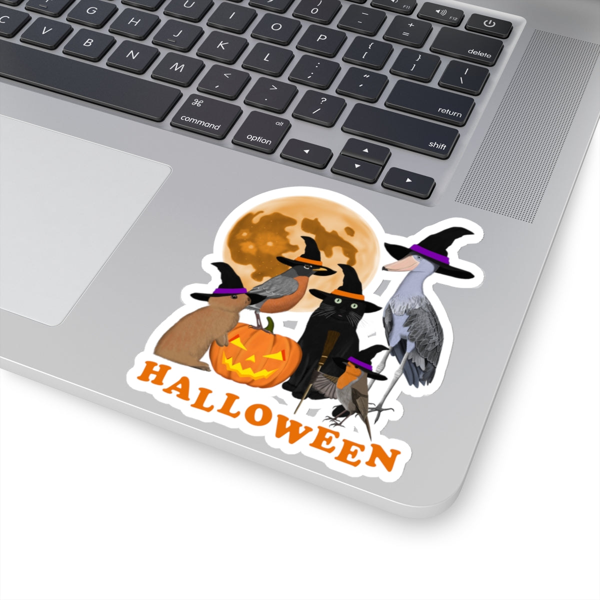 Robin Shoebill with Cat and Bunny Halloween Bird Sticker