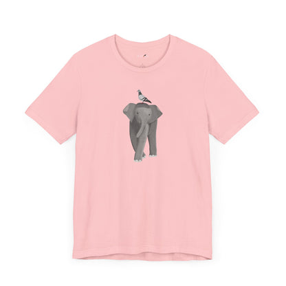 Elephant with Pigeon Bird Birding & Birdwatching T-Shirt