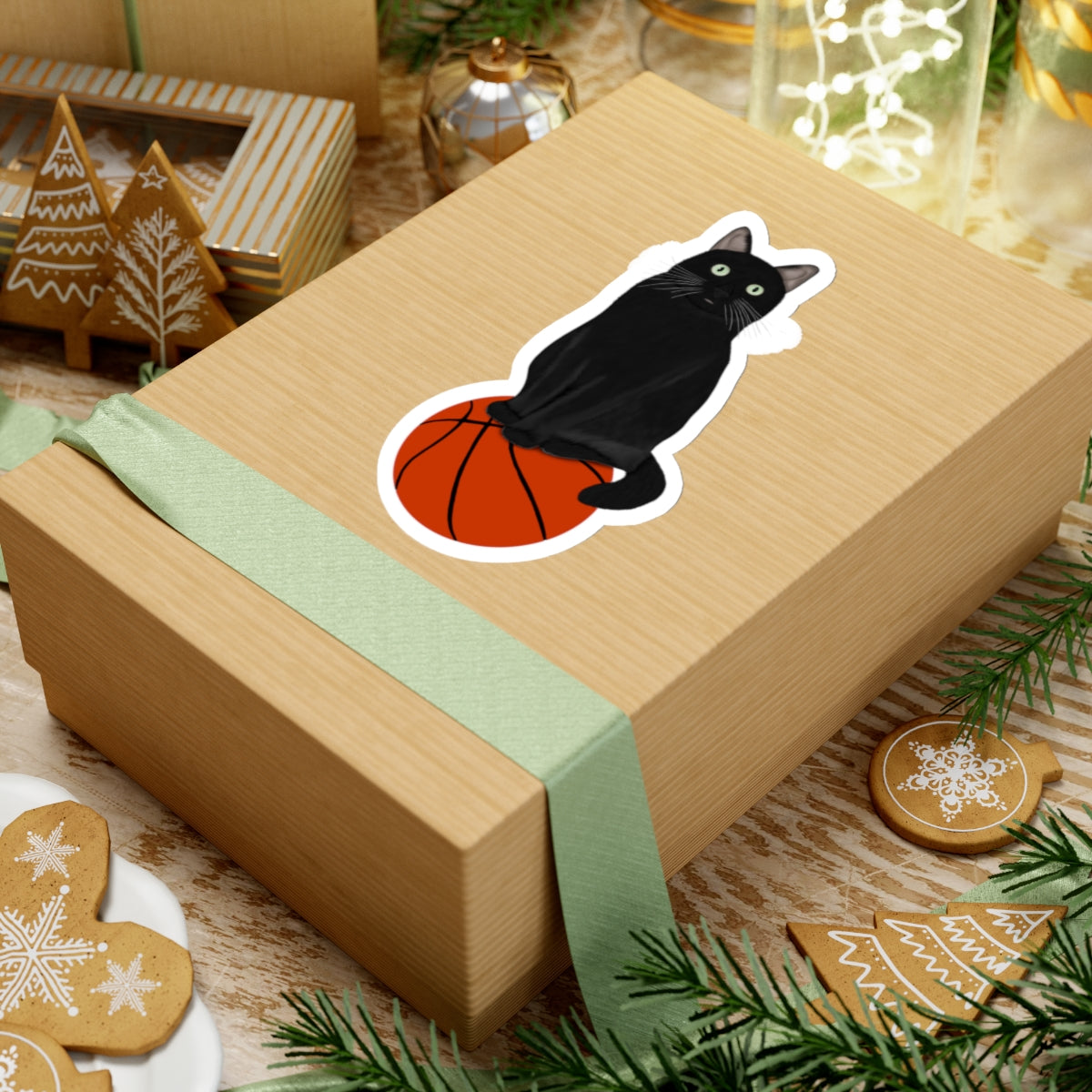 Black Cat with Basketball Cat Lover Sticker