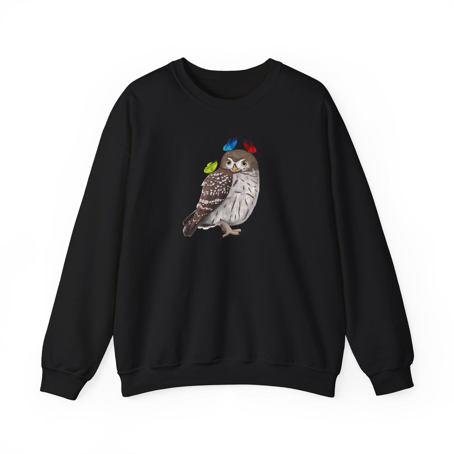 Little Owl with Butterflies Bird Birding & Birdwatching Sweatshirt