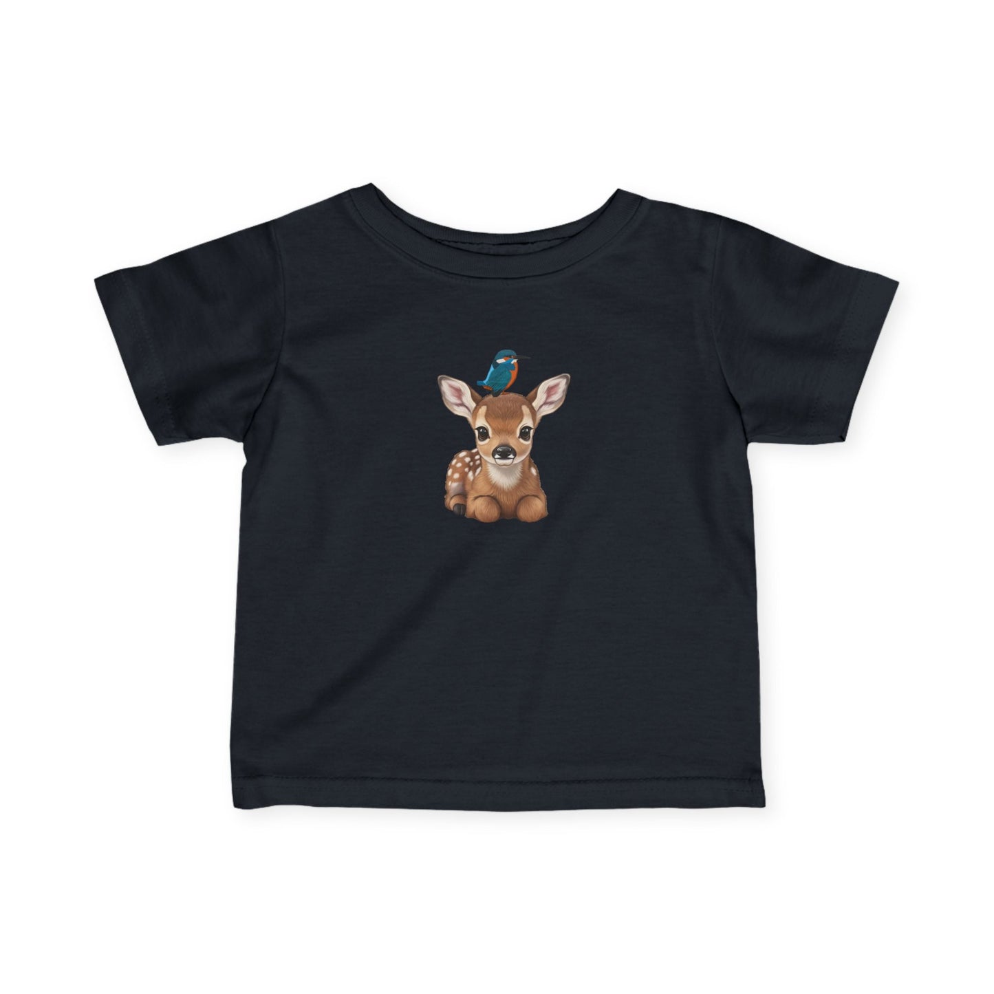 Rehkitz mit Eisvogel Baby T-Shirt Süßes Tiermotiv