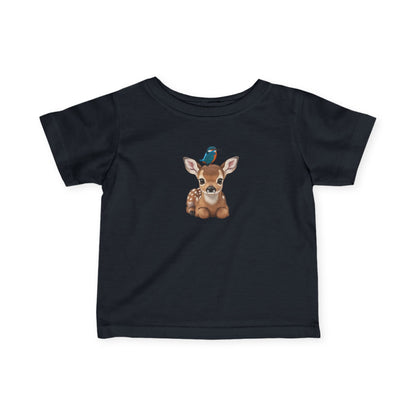 Rehkitz mit Eisvogel Baby T-Shirt Süßes Tiermotiv