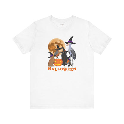 Robin Shoebill with Cat and Bunny Halloween Bird T-Shirt