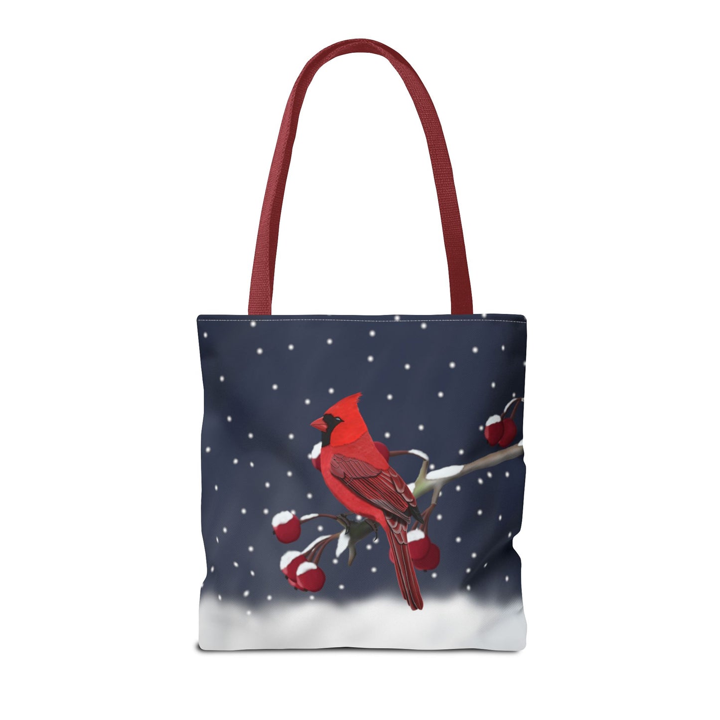 Cardinal on a Winter Branch Christmas Bird Tote Bag 16"x16"