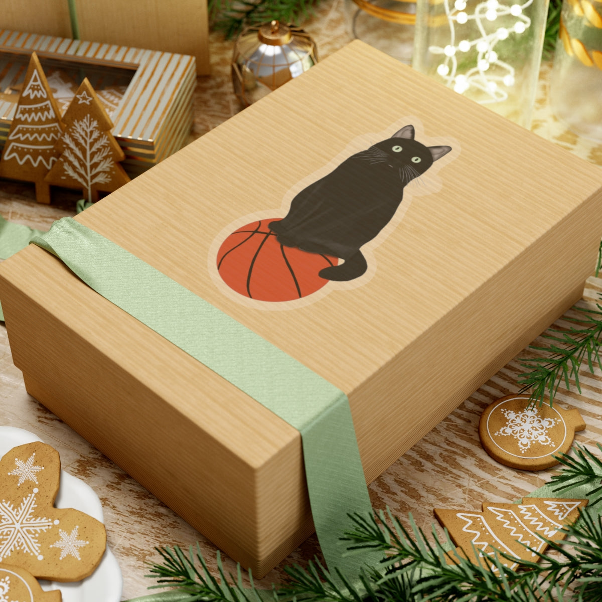 Black Cat with Basketball Cat Lover Sticker