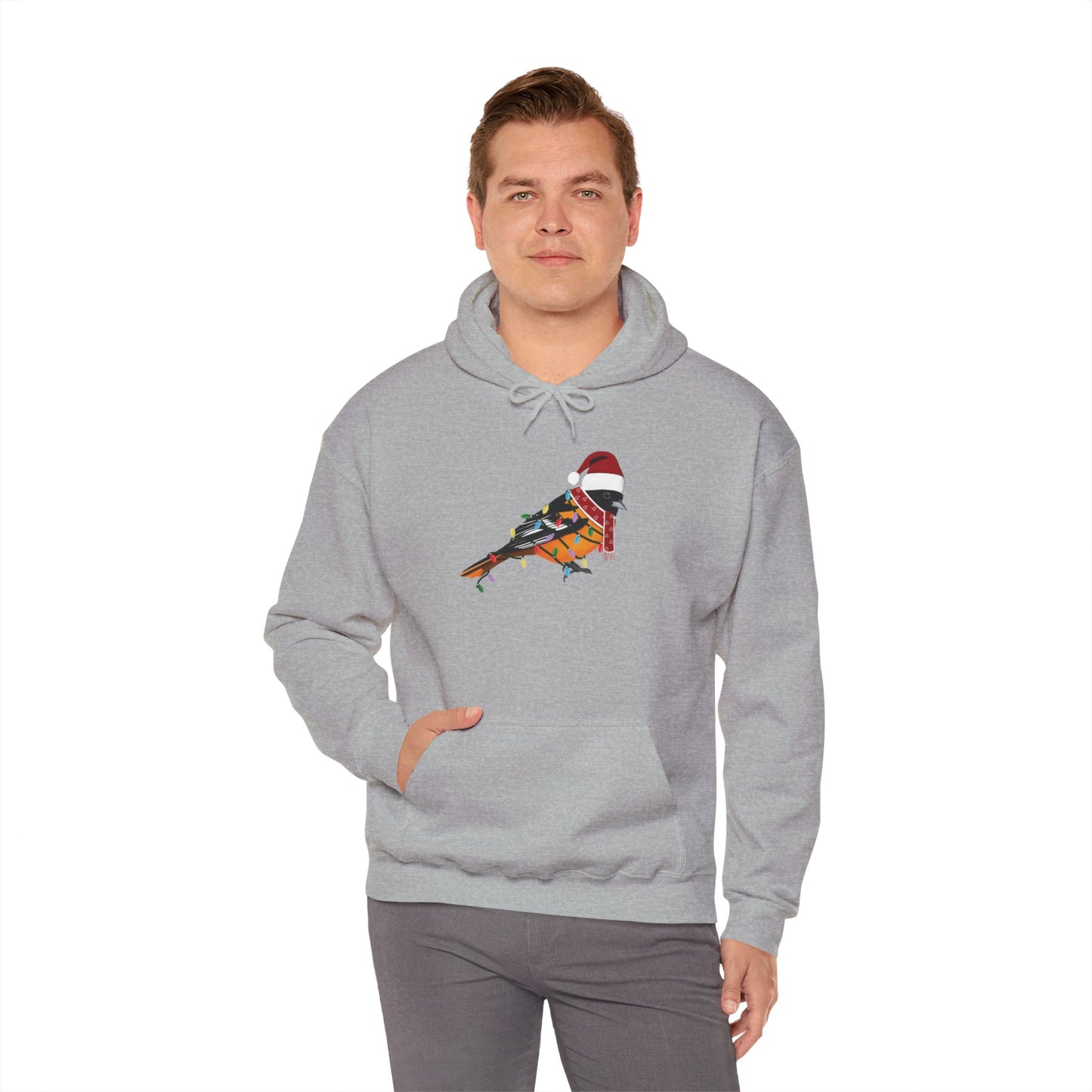 Baltimore Oriole with Fairy Lights Christmas Bird Hoodie