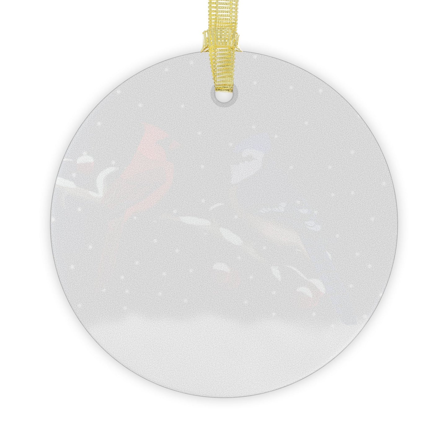 Blue Jay and Cardinal on a Winter Branch Christmas Bird Glass Ornament