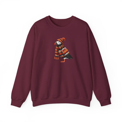 Puffin Winter Sweatshirt | Bird Watcher Crewneck | Unisex Songbirds Wearing Knit Gift for Bird Lovers