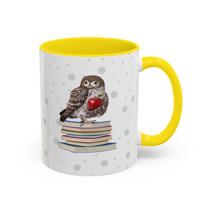 Cute Owl on Books Teacher Mug – Two-Tone Classroom Coffee Cup
