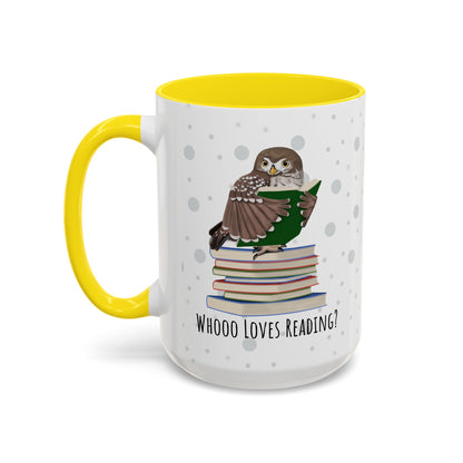 Whooo Loves Reading Owl Teacher Mug – Two-Tone Librarian & Book Lover Cup