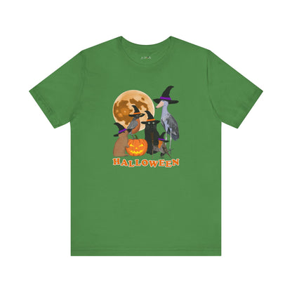 Robin Shoebill with Cat and Bunny Halloween Bird T-Shirt