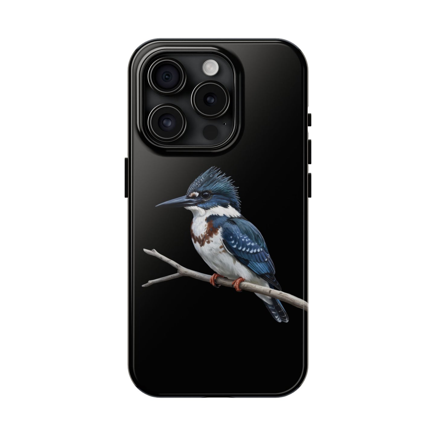 Belted Kingfisher iPhone Case – Premium Tough Phone Cover Black