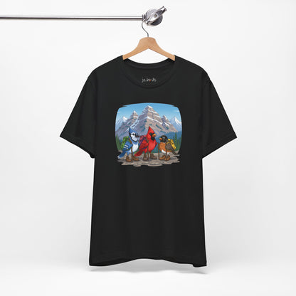 Birds Hiking T-Shirt Funny Cardinal Blue Jay Robin on a Hike Bird Watcher Bird Lover