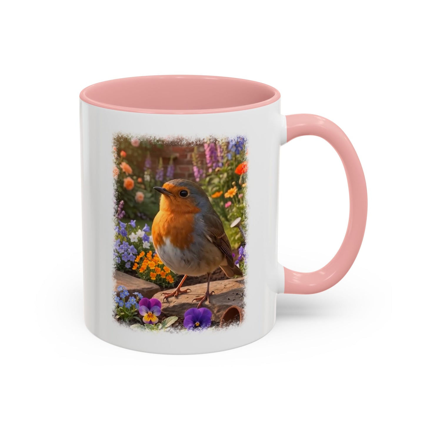 Robin Rosi Flower Bed Mug - Cute Backyard Bird Watcher Gift