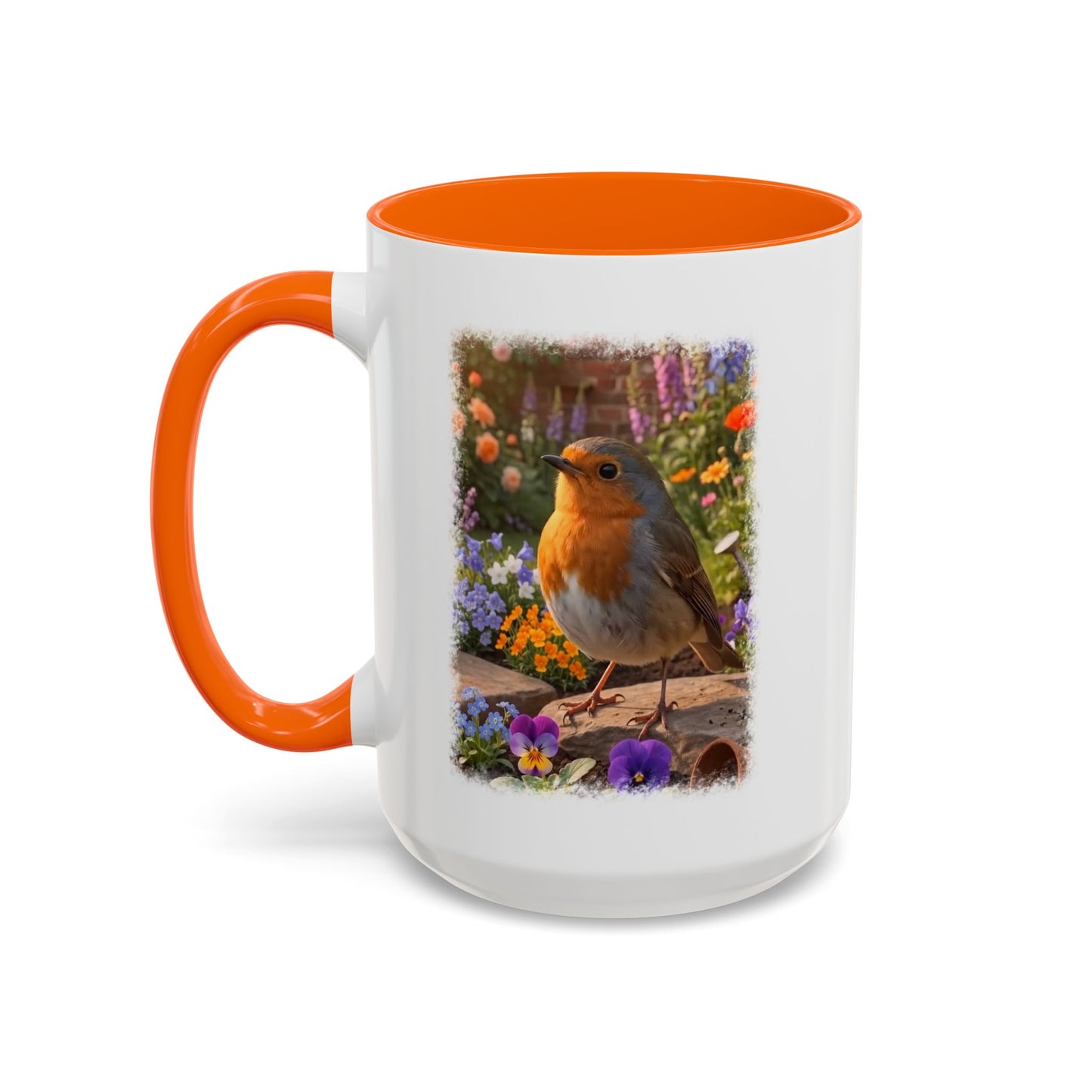 Robin Rosi Flower Bed Mug - Cute Backyard Bird Watcher Gift