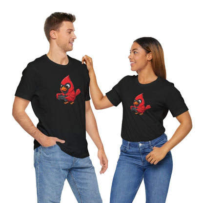 Cardinal Playing Video Games Funny Gamer and Bird Lover T-Shirt