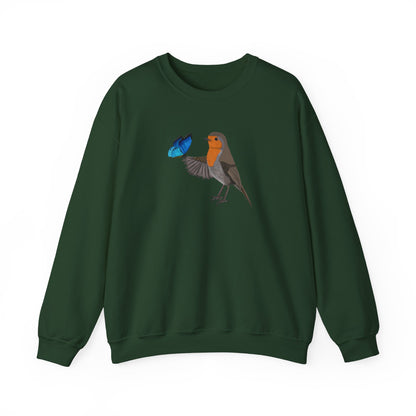 Robin with Butterfly Bird Birding & Birdwatching Sweatshirt