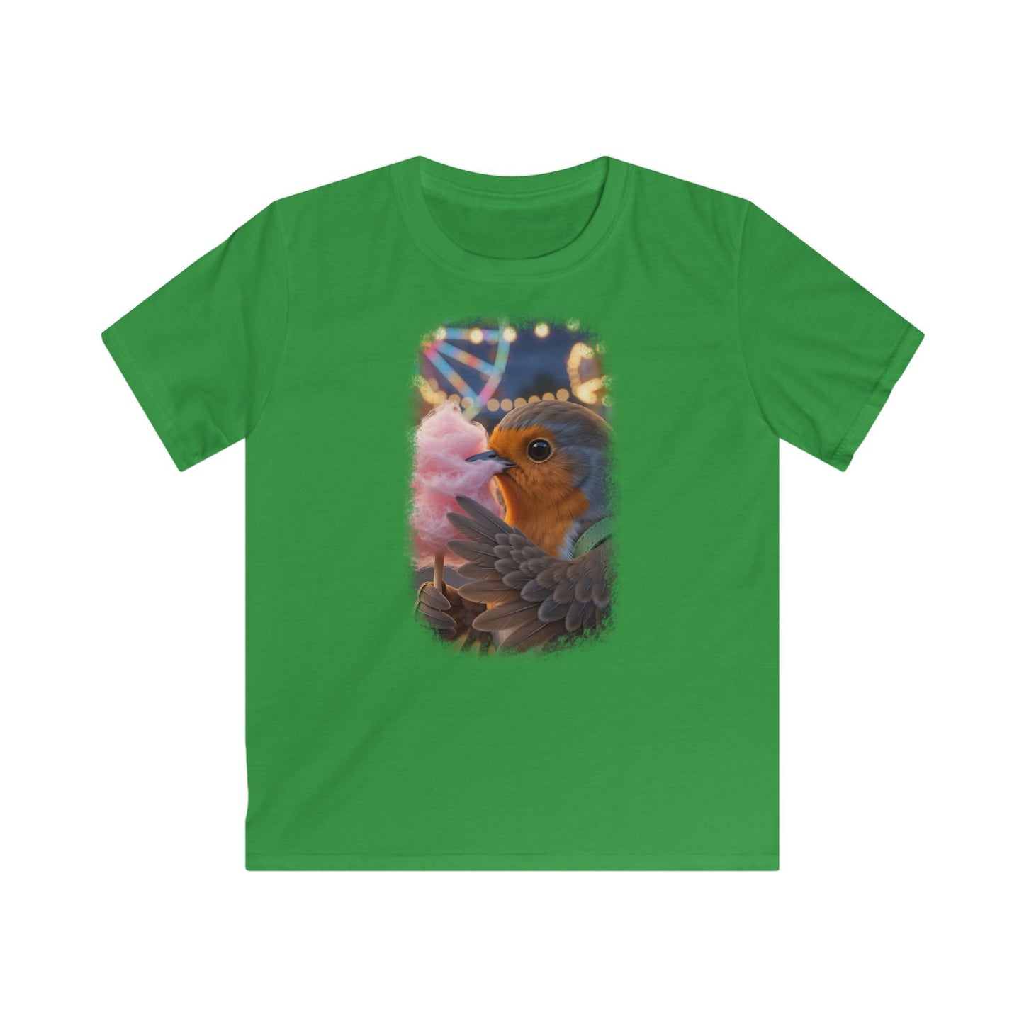 Premium Kinder T-Shirt Rosi Rotkehlchen isst Zuckerwatte auf der Kirmes