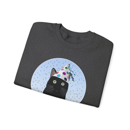 Black Cat Celebrating Party Time Cat Lover Sweatshirt