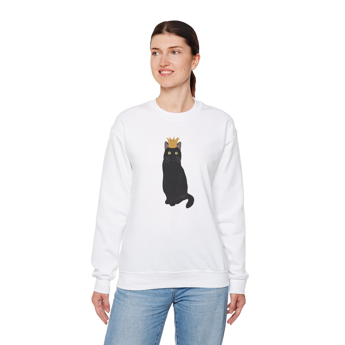 Black Cat with Crown Cat Lover Sweatshirt