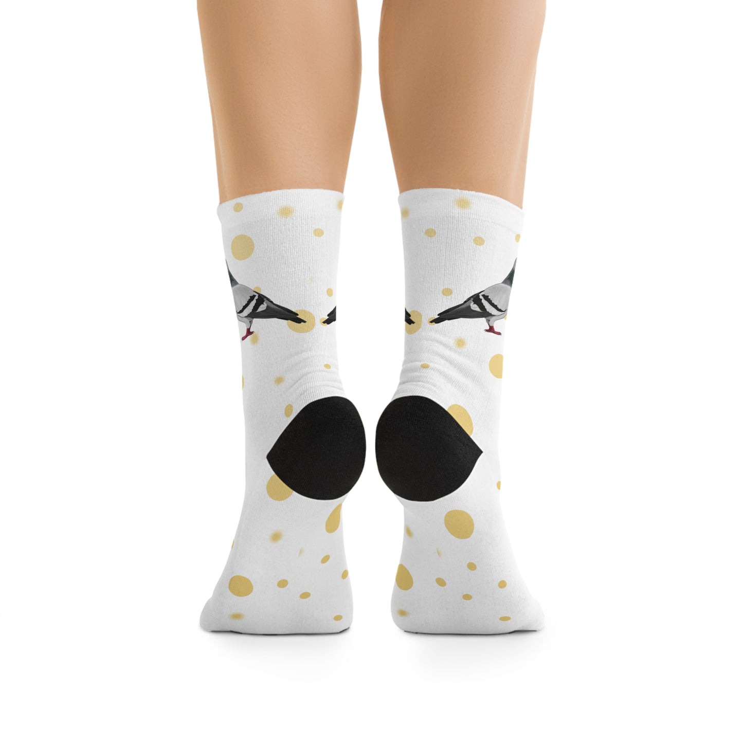 Pigeon with Golden Dots Birding & Birdwatching Bird Socks White