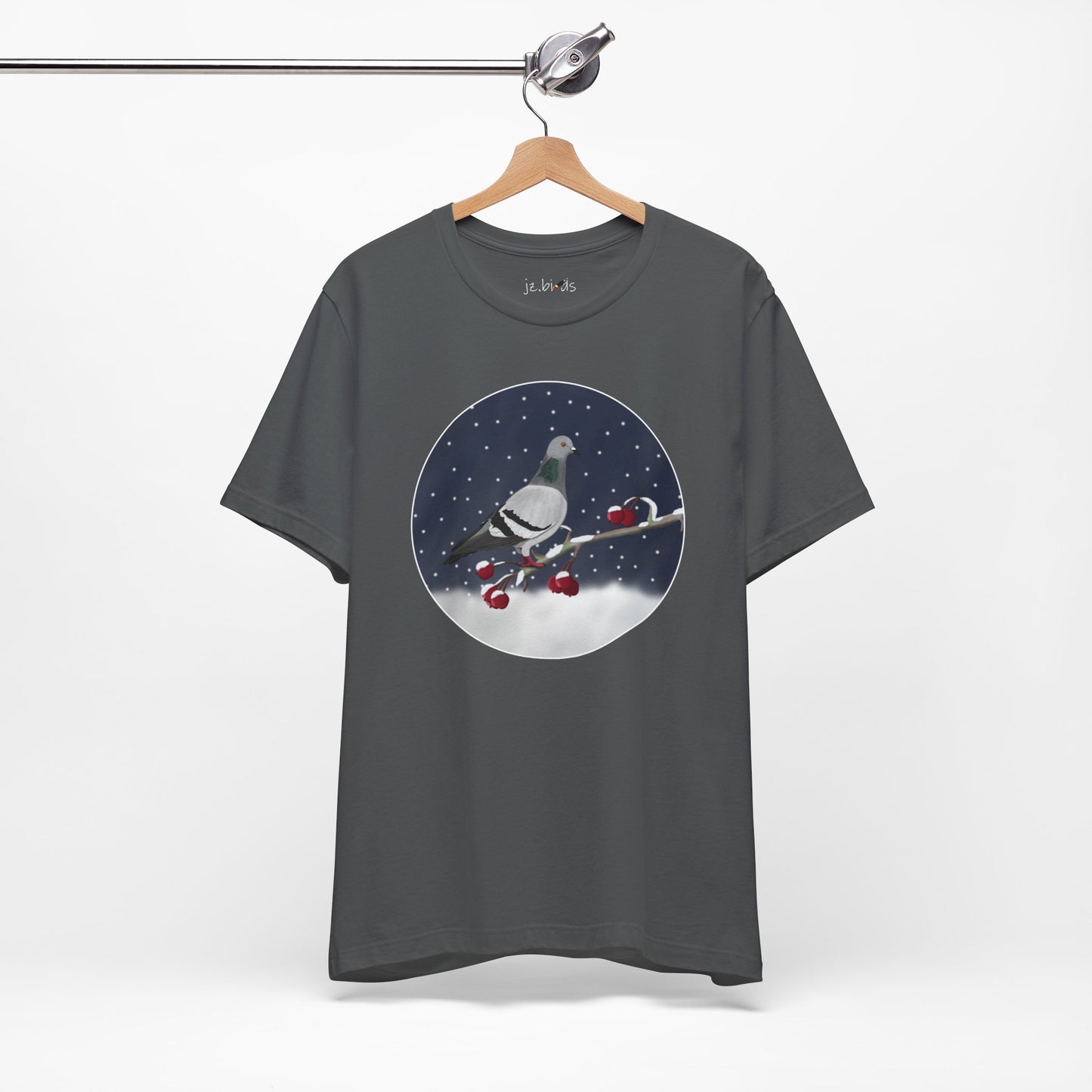 Pigeon on a Winter Branch Birdwatcher Christmas Bird T-Shirt