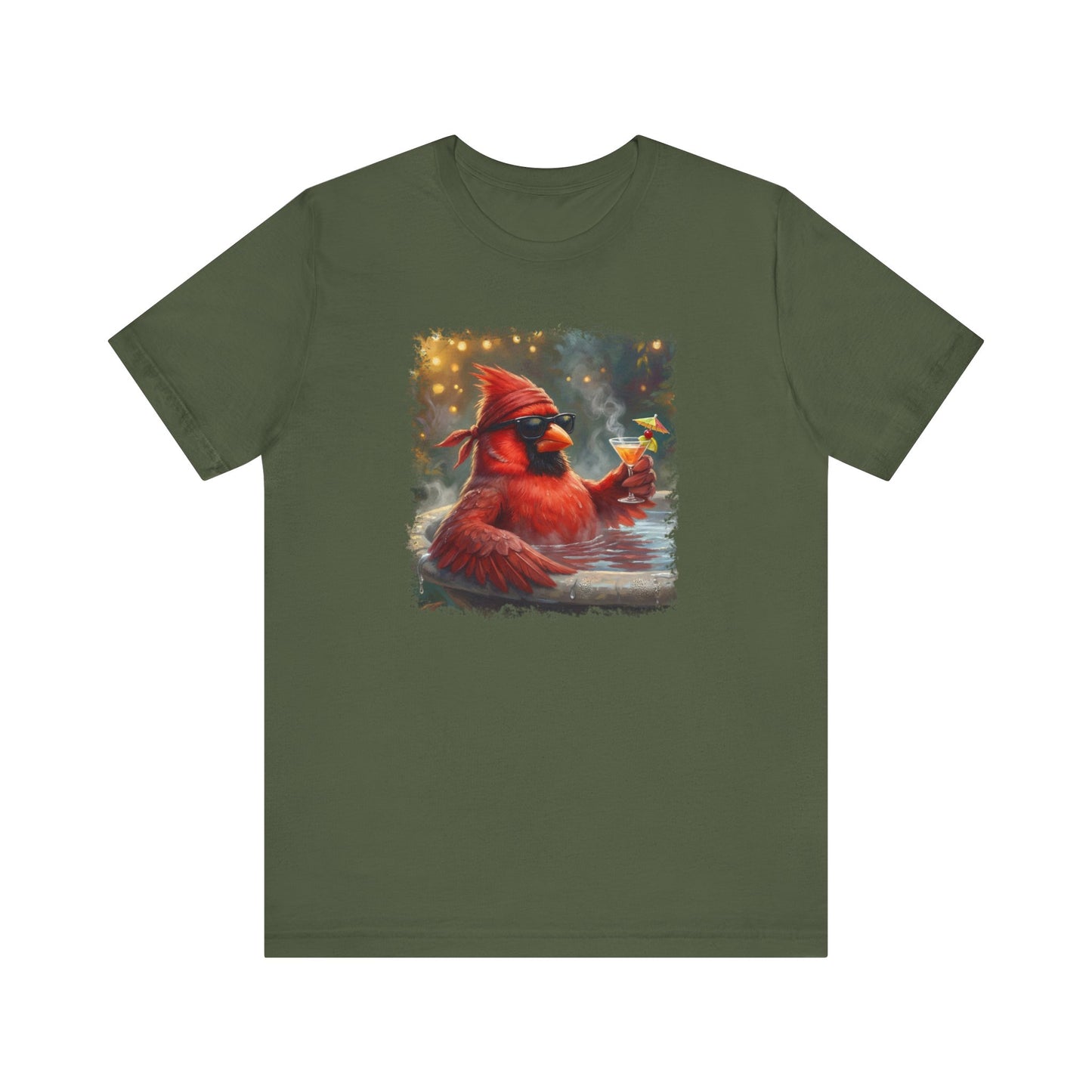 Cardinal Chilling in the Birdbath – Premium Unisex Bird Lovers T-Shirt
