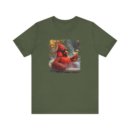 Cardinal Chilling in the Birdbath – Premium Unisex Bird Lovers T-Shirt