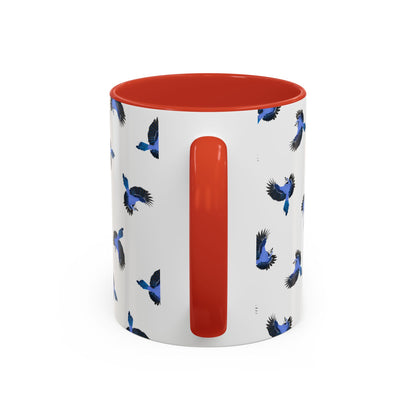 Blue Jay All-Over Pattern Accent Mug | Colorful Bird Lover Gift for Birdwatchers