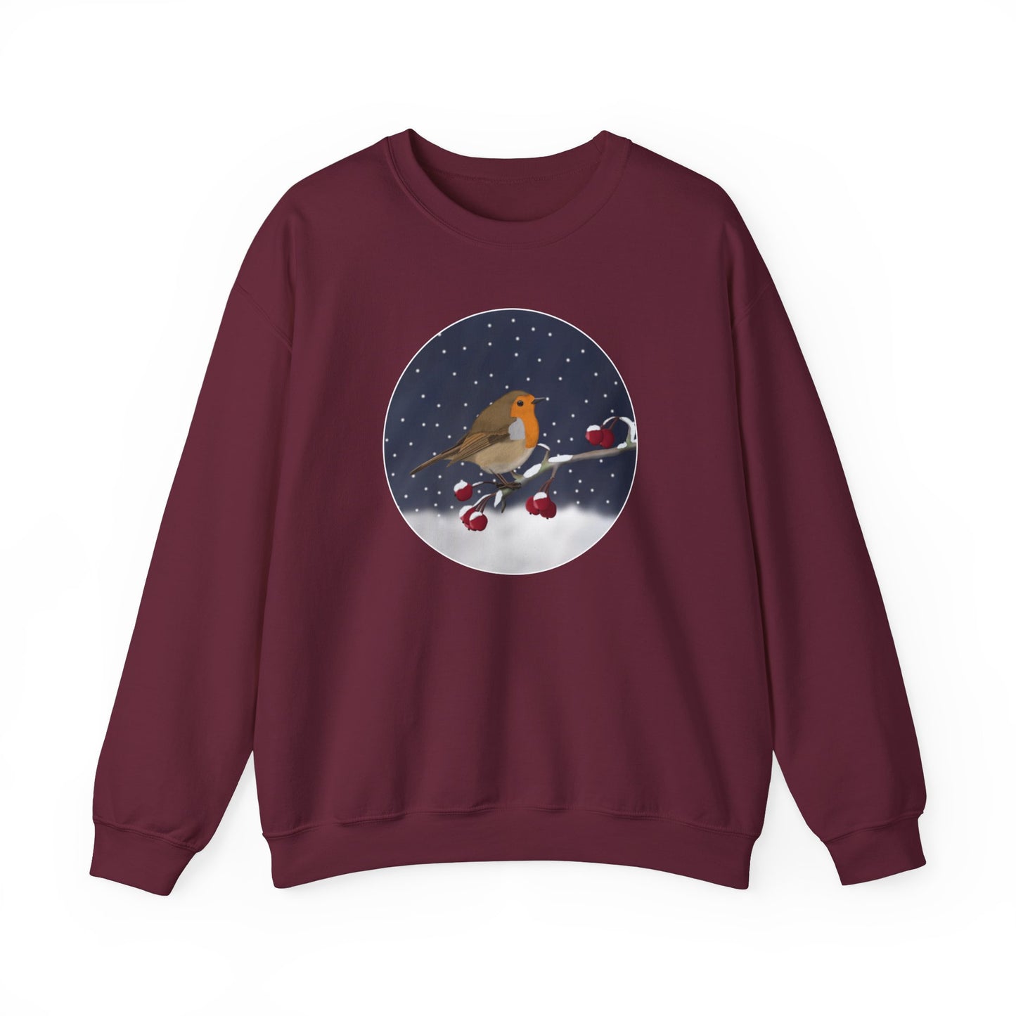 Robin on a Winter Branch Christmas Bird Sweatshirt