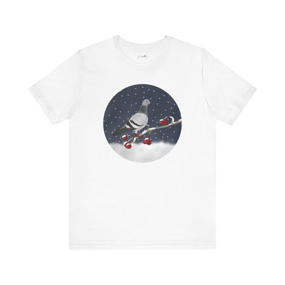 Pigeon on a Winter Branch Birdwatcher Christmas Bird T-Shirt