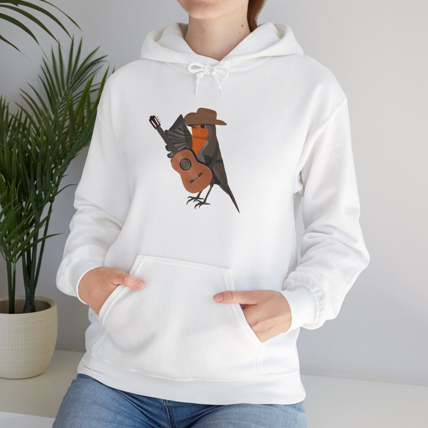 Robin with Cowboy Hat and Guitar Country Music Bird Hoodie