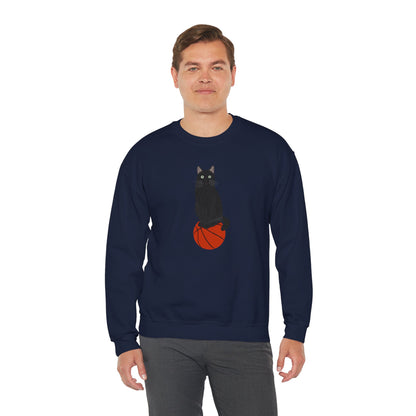 Black Cat with Basketball Cat Lover Sweatshirt