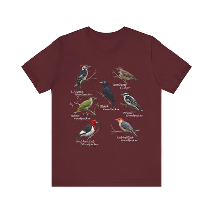 Woodpecker T-Shirt on bird lover background