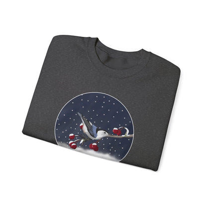 Nuthatch on a Winter Branch Christmas Bird Sweatshirt