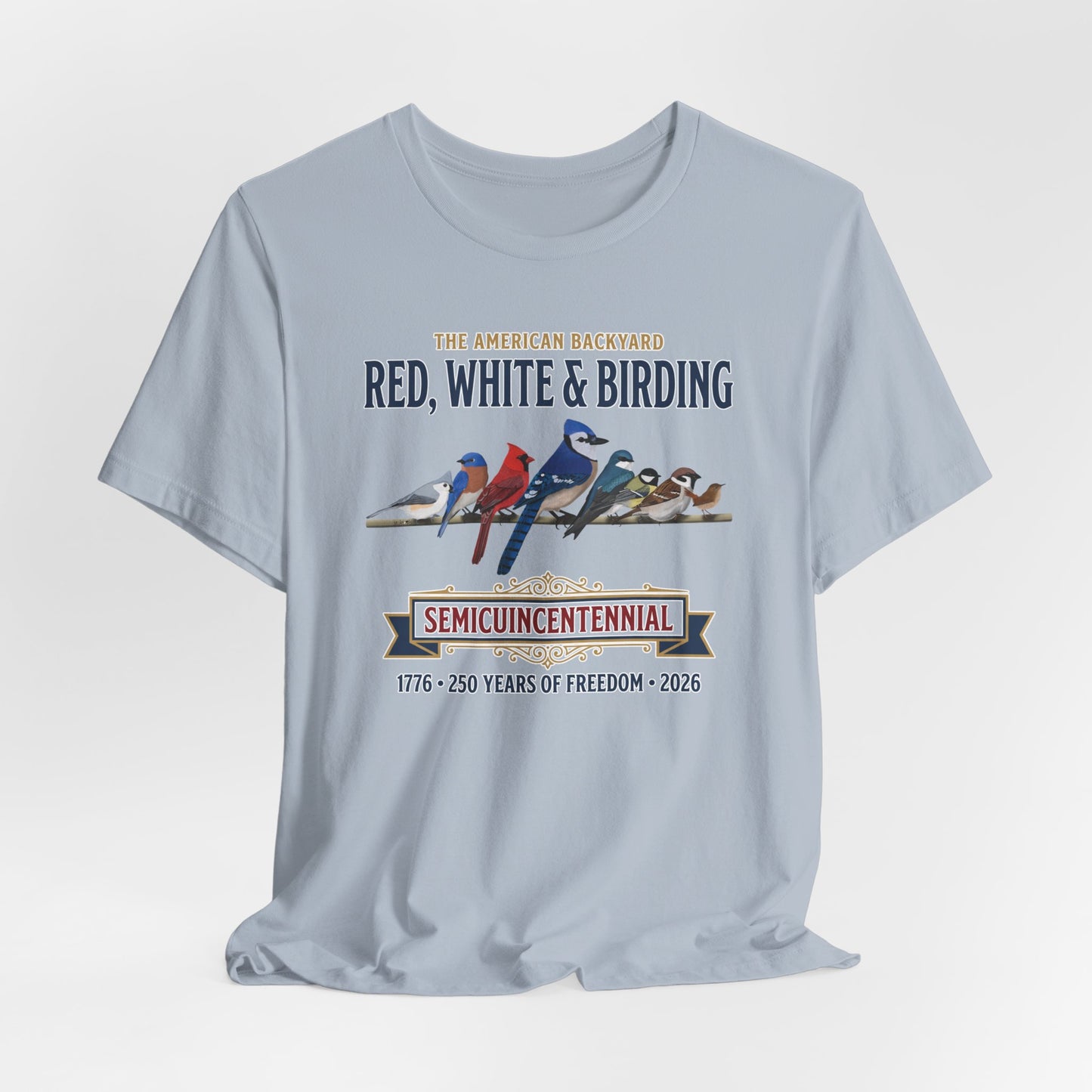 Red, White & Birding Vintage T-Shirt | US 250th Anniversary Backyard Birds
