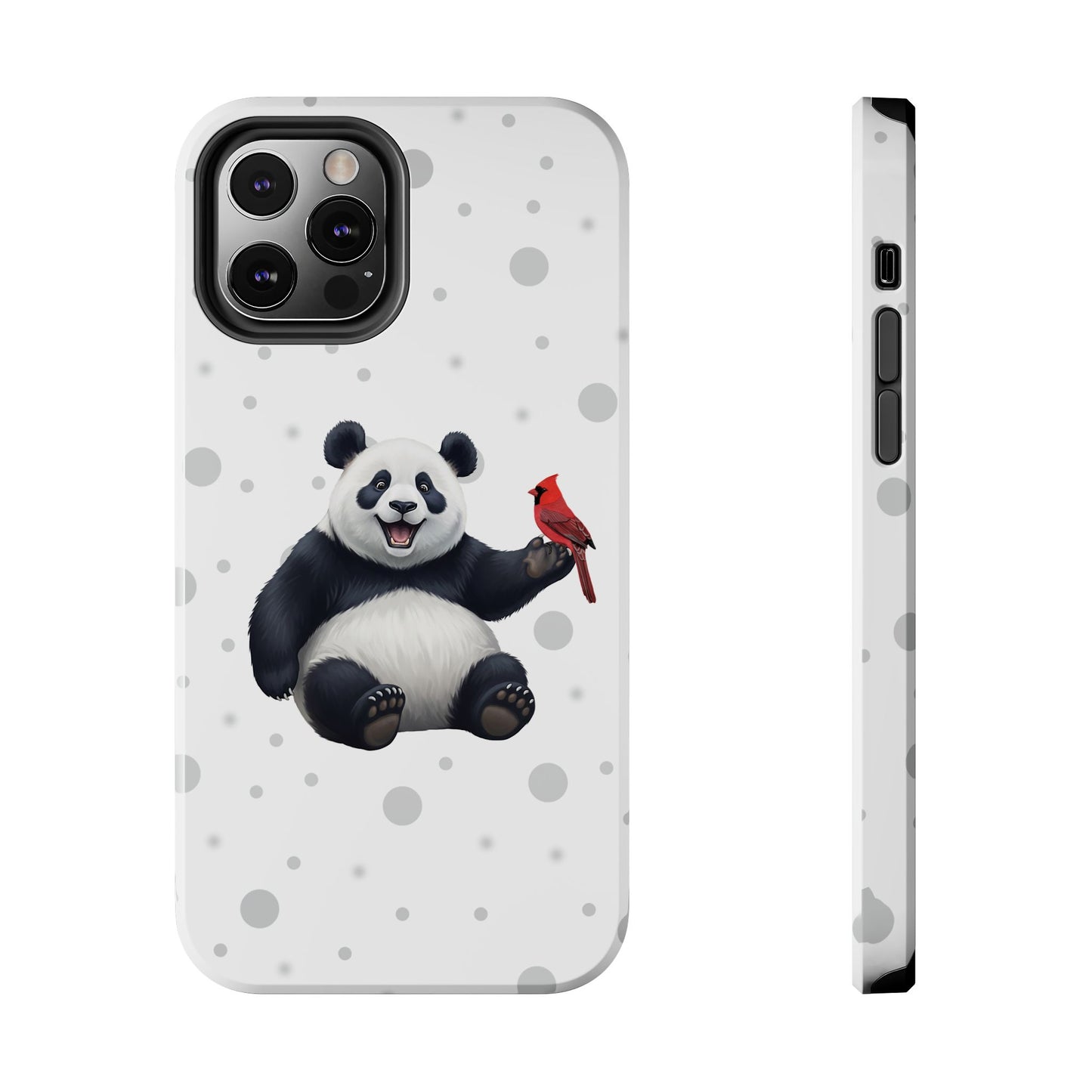 Cute Panda Bear with a Cardinal Animal iPhone Case - Dual-Layer PC/TPU Protective Cover for iPhone