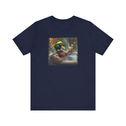 Funny Mallard T-Shirt | Bird with Sunglasses & Drink | Unisex Summer Tee