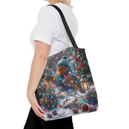 Premium Tragetasche Rosi Rotkehlchen und die Lichterkette (40 x 40 cm)