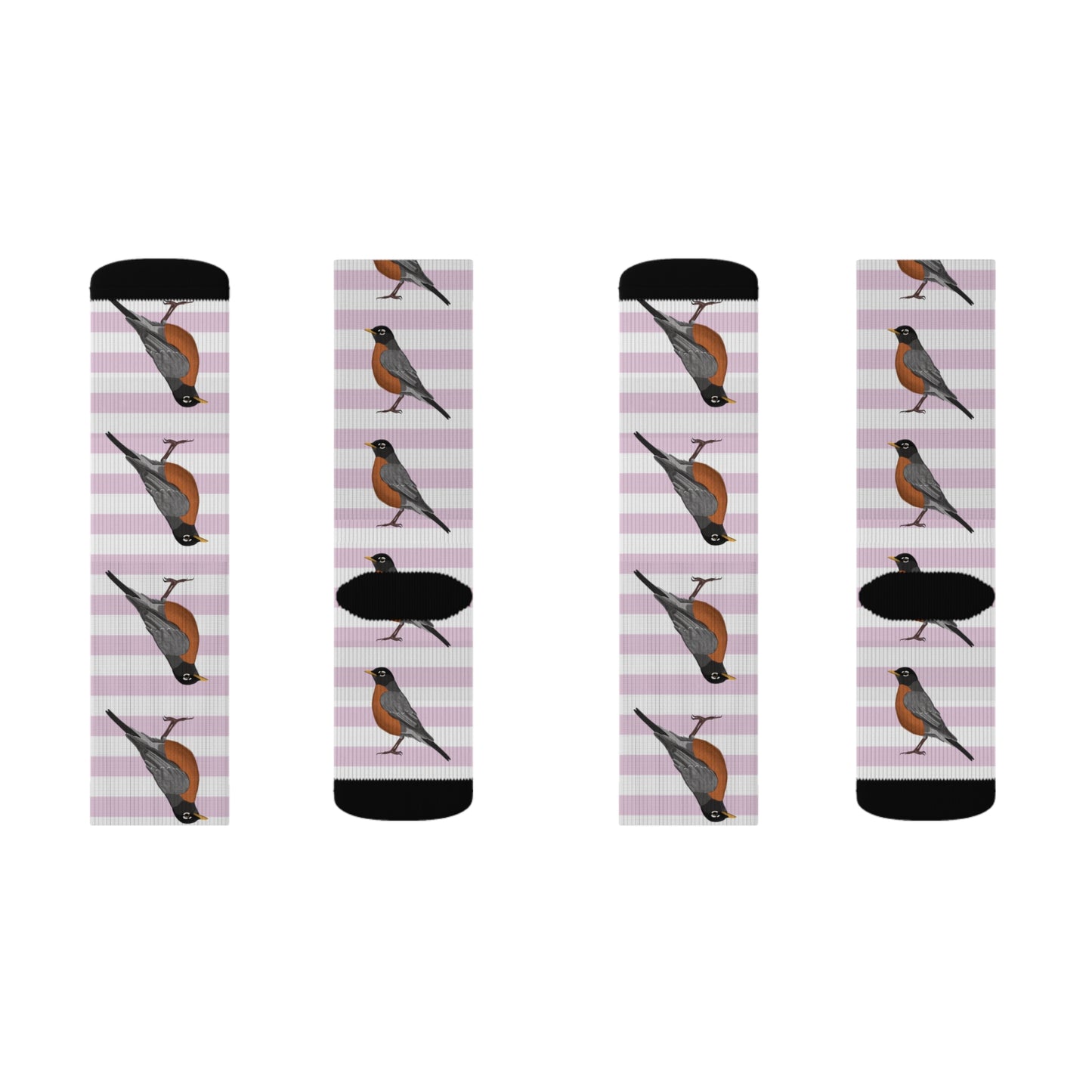 Robin Bird Pink White Striped Socks