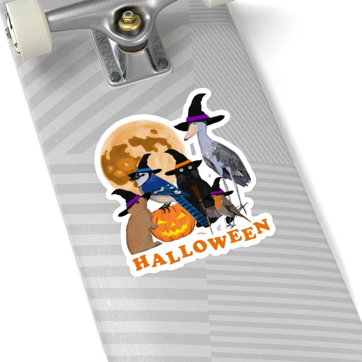 Blue Jay Robin Shoebill with Cat and Bunny Halloween Bird Sticker