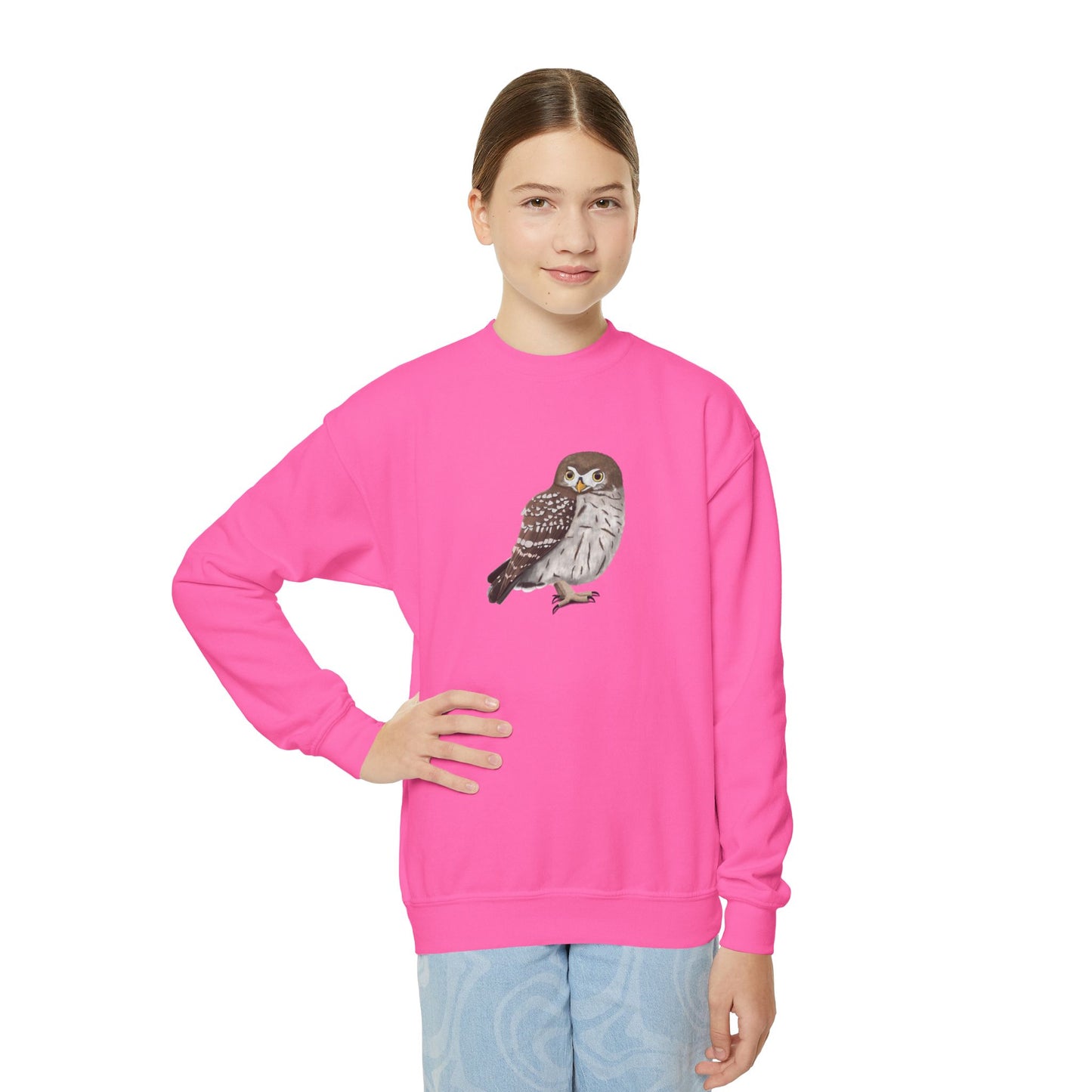 Little Owl Bird Birdwatching Youth Crewneck Sweatshirt