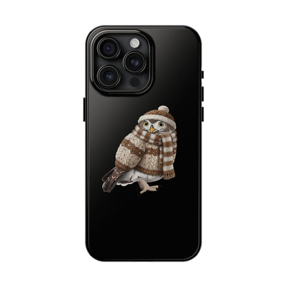 鳥のアートが描かれたフクロウの二層式iPhoneケース - 鳥類学者や鳥好きの方へのプレゼントに最適