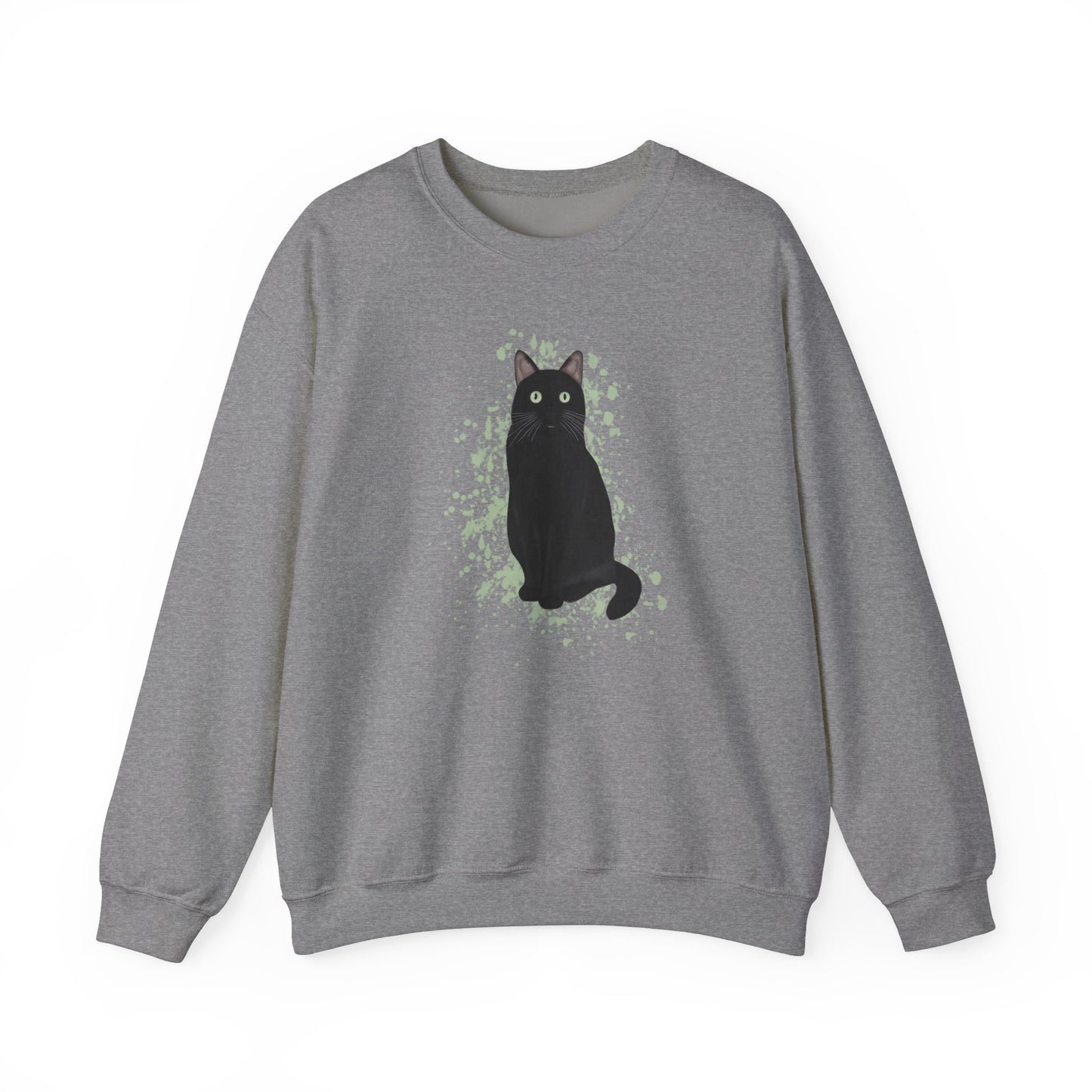 Black Cat with Green Dots Cat Lover Sweatshirt